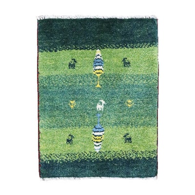  ペルシャ絨毯　手織り<br>ギャッベ<br>43×56cm<br>No.89474