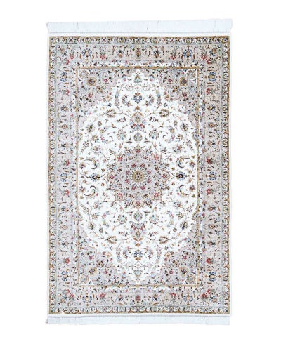 ペルシャ絨毯クム産<br>ハーレディ工房<br>絹100% 129×202cm<br>商品番号89711