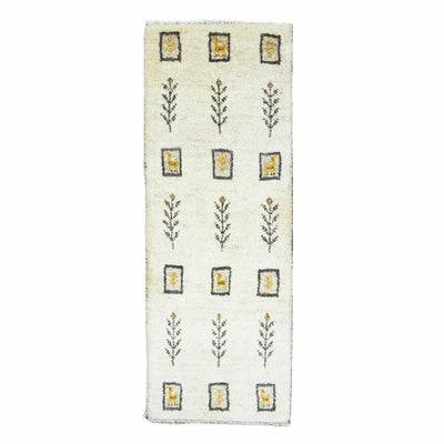 ペルシャ絨毯<br>シラーズ産ギャッベ<br>毛100％　43×116cm<br>商品番号 89722