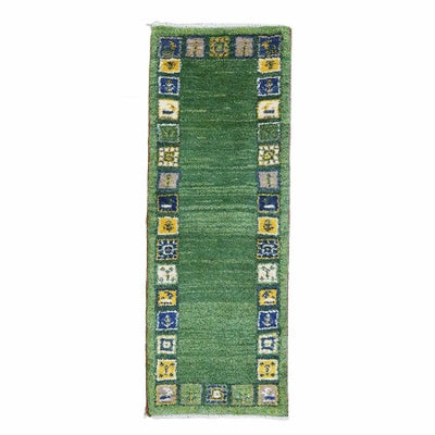 ペルシャ絨毯<br>シラーズ産ギャッベ<br>毛100％　43×116cm<br>商品番号 89726