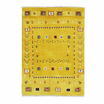 ペルシャ絨毯<br>シラーズ産ギャッベ<br>毛100％ 82×116cm<br>商品番号 89863