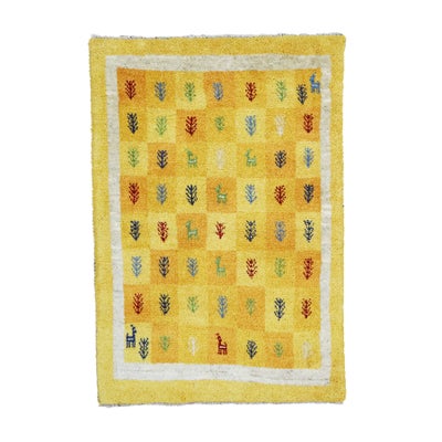 ペルシャ絨毯<br>シラーズ産ギャッベ<br>毛100％ 84×122cm<br>商品番号 89864