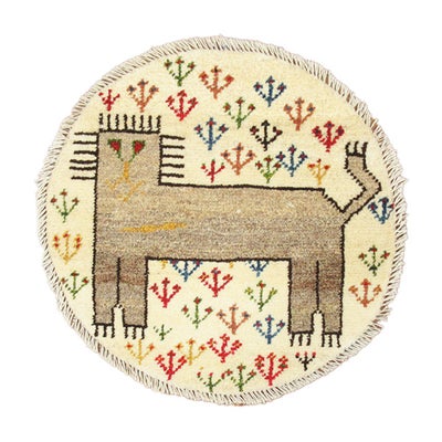 ペルシャ絨毯<br>シラーズ産ギャッベ <br>アマレバフト<br>毛100％ 38×38cm<br>商品番号89890