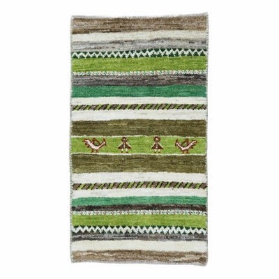 ペルシャ絨毯<br>シラーズ産ギャッベ <br>アマレバフト<br>毛100％ 54×97cm<br>商品番号89882