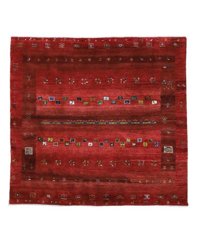 ペルシャ絨毯<br>シラーズ産ギャッベ<br>毛100％　196×198cm<br>商品番号84703