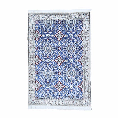 ペルシャ絨毯<br>ナイン産<br>毛＆絹 88×132cm<br>商品番号90120