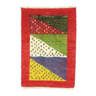 ペルシャ絨毯 手織り<br>ギャッベ　シラーズ産<br>毛100％　44×63cm<br>商品番号89800