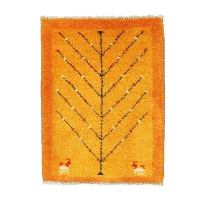 ペルシャ絨毯 手織り<br>ギャッベ　シラーズ産<br>毛100％　45×59cm<br>商品番号89805