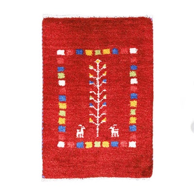  ペルシャ絨毯　手織り<br>ギャッベ<br>39×58cm<br>No.89801