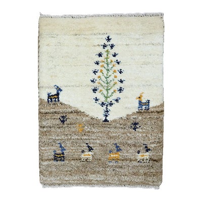  ペルシャ絨毯　手織り<br>ギャッベ<br>40×54cm<br>No.89809