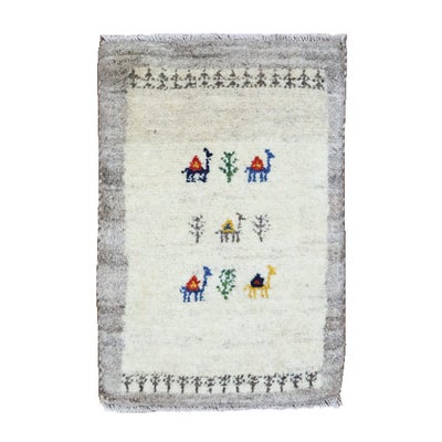  ペルシャ絨毯　手織り<br>ギャッベ<br>38×57cm<br>No.89806