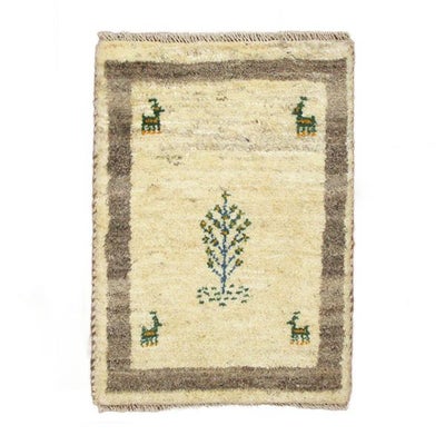 ペルシャ絨毯 手織り<br>ギャッベ　シラーズ産<br>毛100％　41×57cm<br>商品番号89807