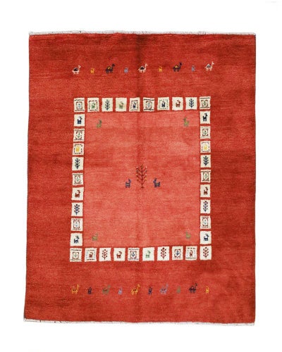 ペルシャ絨毯<br>シラーズ産ギャッベ<br>毛100% 155×195cm<br>商品番号90078