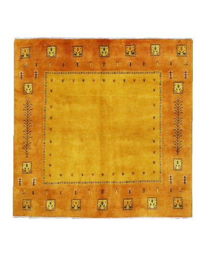ペルシャ絨毯<br>シラーズ産ギャッベ<br>毛100％　208×195cm<br>商品番号90093