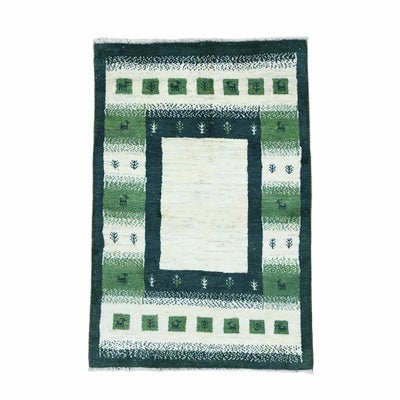 ペルシャ絨毯<br>シラーズ産ギャッベ<br>毛100%　93×145cm<br>商品番号90096