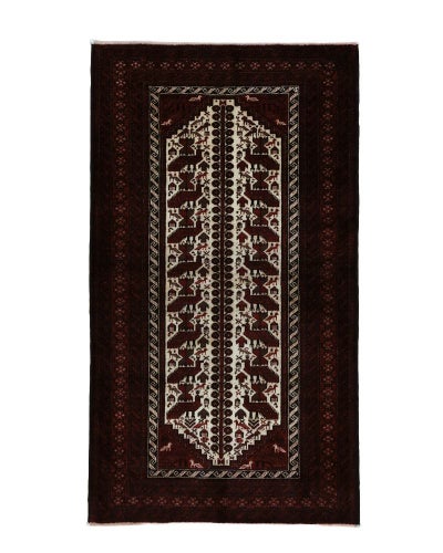 ペルシャ絨毯<br>バルーチ<br>毛100％ 102×183cm<br>商品番号90157