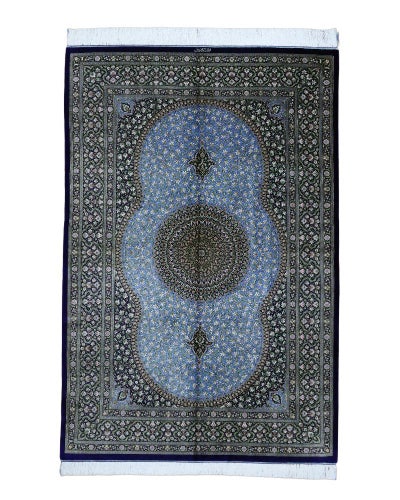 ペルシャ絨毯 クム産 <br>アミーラン工房<br>絹100% 136×210cm<br>商品番号90165