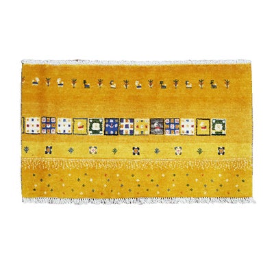 ペルシャ絨毯<br>シラーズ産ギャッベ<br>ファインカシュクリ<br>毛100％　81×47cm<br>商品番号899033