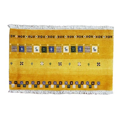 ペルシャ絨毯<br>シラーズ産ギャッベ<br>ファインカシュクリ<br>毛100％　81×47cm<br>商品番号899032