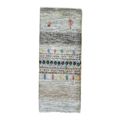 ペルシャ絨毯<br>シラーズ産ギャッベ　アマレバフト<br>毛100％　39×94cm<br>商品番号899058