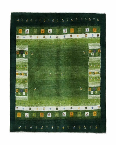 ペルシャ絨毯<br>シラーズ産ギャッベ<br>毛100% 153×187cm<br>商品番号90618