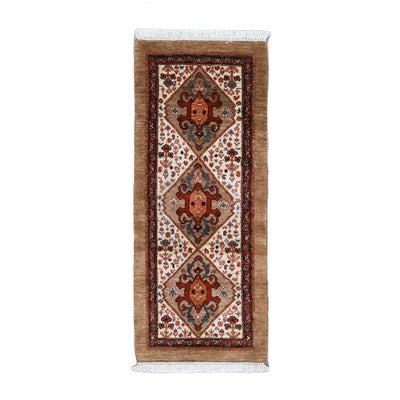 ペルシャ絨毯<br>カシュガイ<br>毛100％  60×144cm<br>商品番号90243