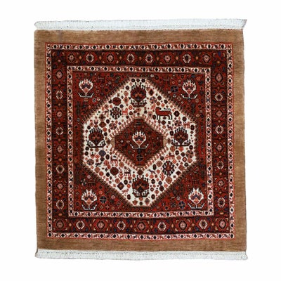 ペルシャ絨毯<br>カシュガイ<br>毛100％  120×124cm<br>商品番号90245