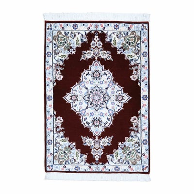 ペルシャ絨毯<br>ナイン産<br>毛＆絹 64×93cm<br>商品番号 90137