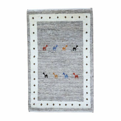 ペルシャ絨毯<br>シラーズ産ギャッベ<br>ファインカシュクリ<br>毛100％　55×84cm<br>商品番号90212