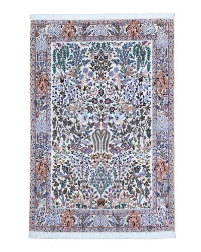 ペルシャ絨毯<br>ナイン産<br>毛＆絹　145×216cm<br>商品番号90159