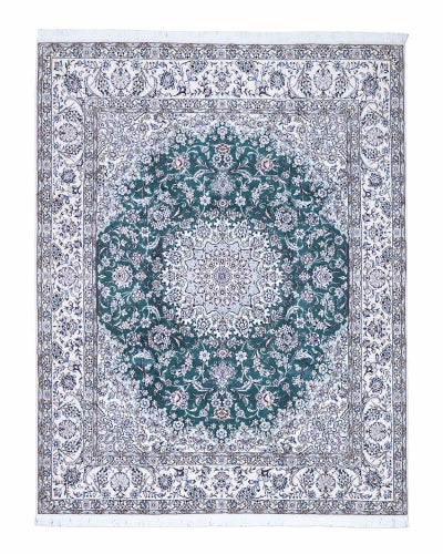ペルシャ絨毯<br>ナイン産<br>毛＆絹 200×256cm<br>商品番号90160