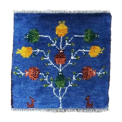 ペルシャ絨毯  手織り<br> ギャッベ  シラーズ産<br>毛100％　41×39cm<br>商品番号90063