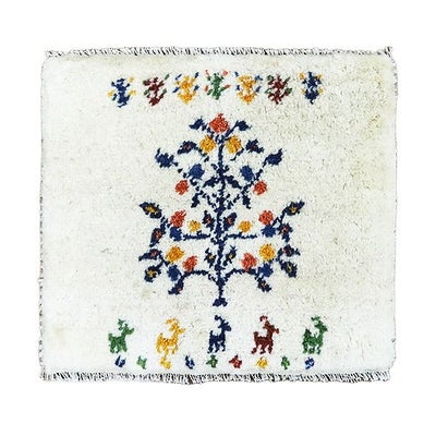 ペルシャ絨毯  手織り<br> ギャッベ  シラーズ産<br>毛100％　42×37cm<br>商品番号90067