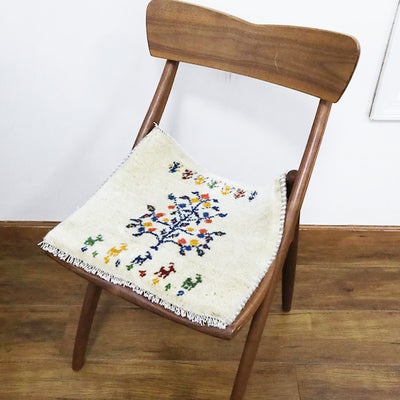  ペルシャ絨毯　手織り<br>ギャッベ<br>42×37cm<br>No.90067