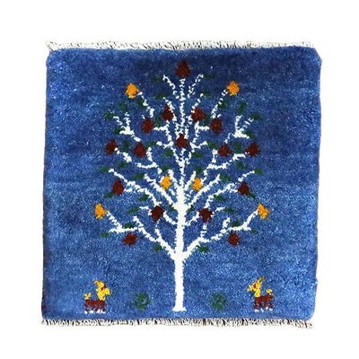 ペルシャ絨毯  手織り<br> ギャッベ  シラーズ産<br>毛100％　41×40cm<br>商品番号90069