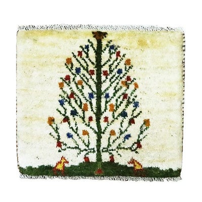 ペルシャ絨毯  手織り<br> ギャッベ  シラーズ産<br>毛100％　43×37cm<br>商品番号90071