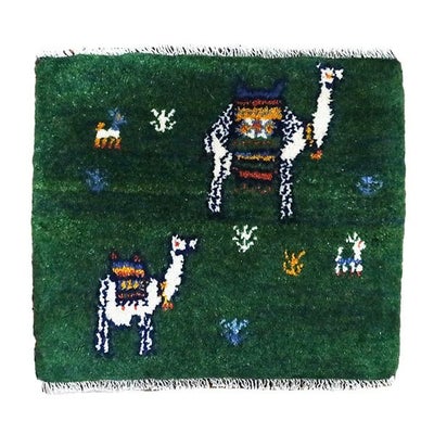ペルシャ絨毯  手織り<br> ギャッベ  シラーズ産<br>毛100％　43×37cm<br>商品番号90076(らくだ)