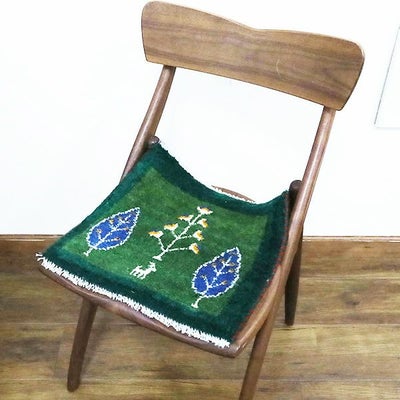 ギャッベ　シラーズ産　<br> 40×36cm　グリーン　<br>No.90059