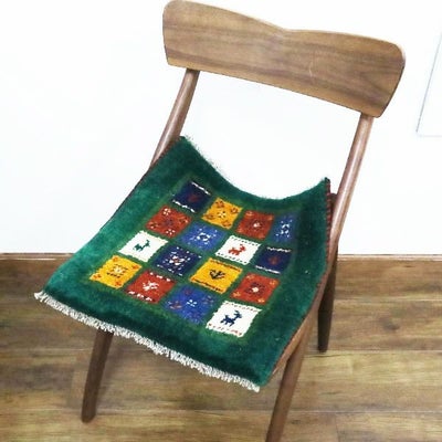 ギャッベ　シラーズ産　<br> 43×43cm　グリーン　<br>No.90061
