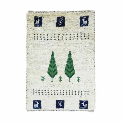 ペルシャ絨毯<br>シラーズ産ギャッベ<br>毛100％　58×82cm<br>商品番号90501