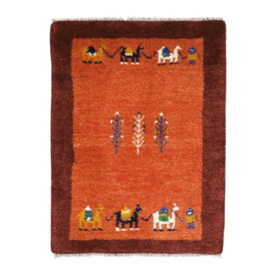 ペルシャ絨毯<br>シラーズ産ギャッベ<br>毛100％　64×86cm<br>商品番号90547