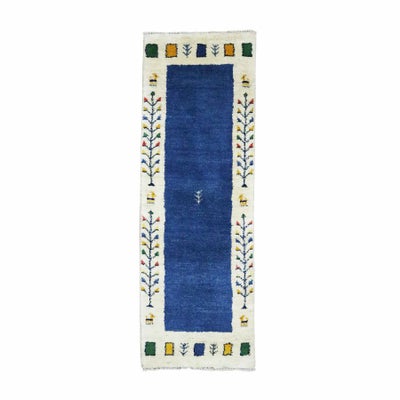 ペルシャ絨毯<br>シラーズ産ギャッベ<br>毛100%　50×147cm<br>商品番号 90596