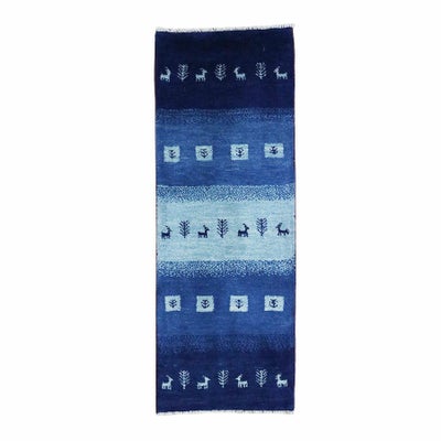 ペルシャ絨毯<br>シラーズ産ギャッベ<br>毛100%　53×143cm<br>商品番号 90597