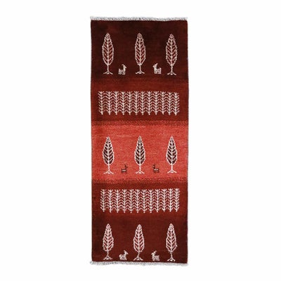 ペルシャ絨毯<br>シラーズ産ギャッベ<br>毛100%　57×142cm<br>商品番号 90600