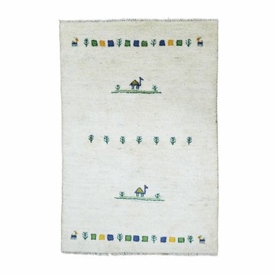 ペルシャ絨毯<br>シラーズ産ギャッベ<br>毛100％ 83×125cm<br>商品番号 90604
