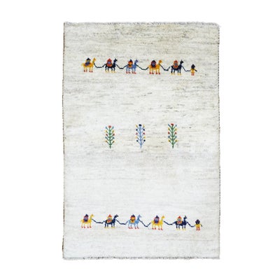 ペルシャ絨毯<br>シラーズ産ギャッベ<br>毛100％ 80×123cm<br>商品番号 90605