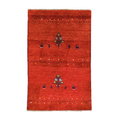 ペルシャ絨毯<br>シラーズ産ギャッベ<br>毛100％ 78×124cm<br>商品番号 90608