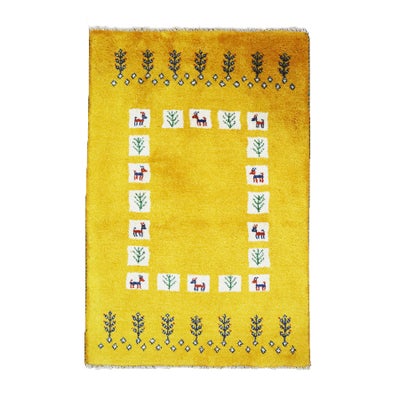 ペルシャ絨毯<br>シラーズ産ギャッベ<br>毛100％ 80×120cm<br>商品番号 90611