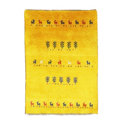 ペルシャ絨毯<br>シラーズ産ギャッベ<br>毛100％ 85×117cm<br>商品番号 90615