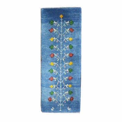 ペルシャ絨毯<br>シラーズ産ギャッベ<br>毛100％　44×113cm<br>商品番号 90564